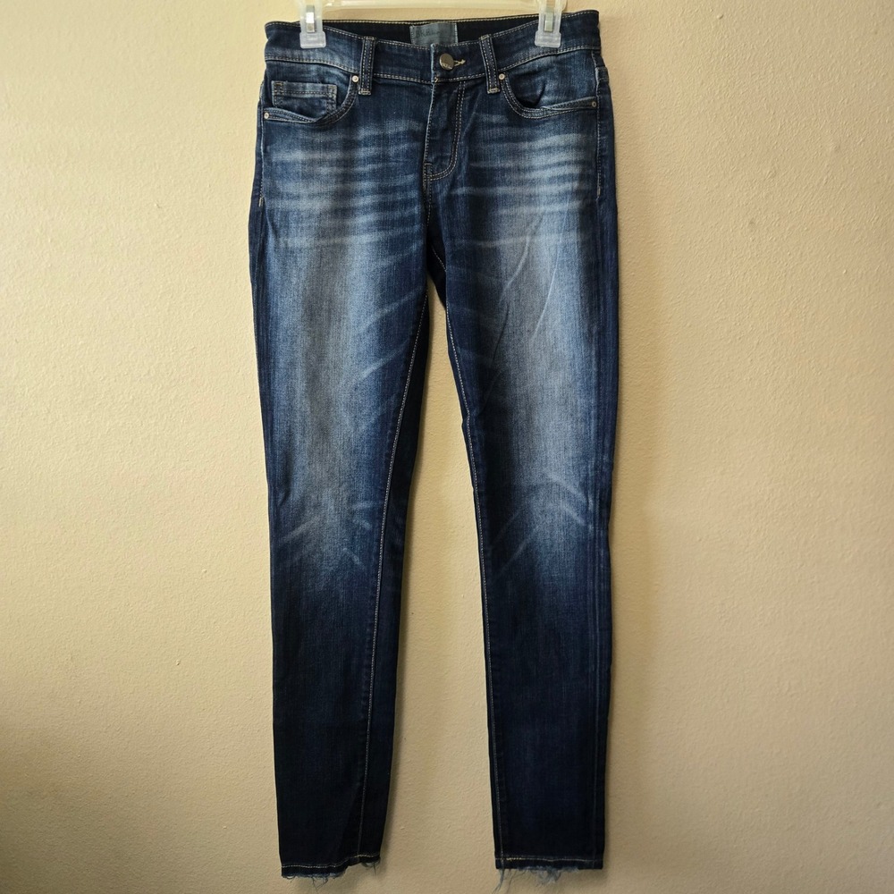 BKE Stella Skinny Jeans Dark Wash Raw Hem Frayed Denim 26R Womens 26 x 31.5